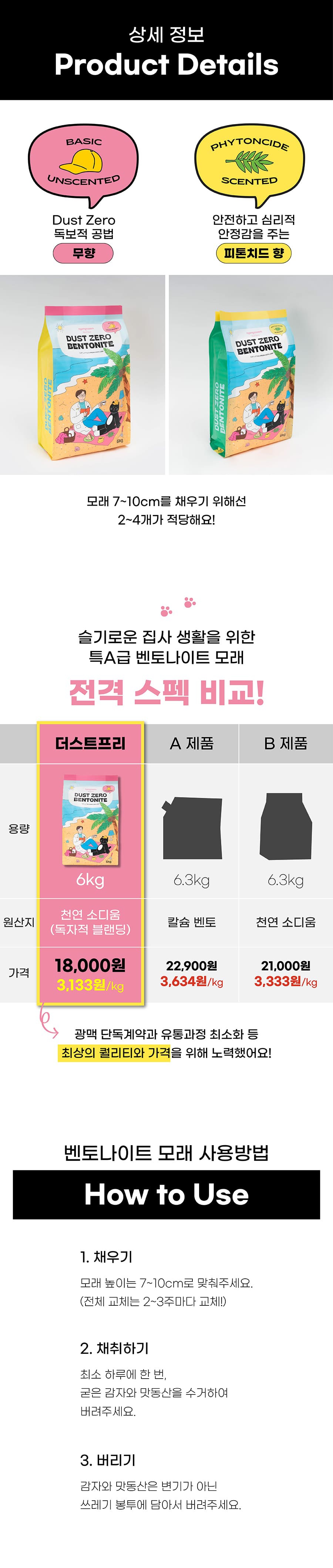 냥쌤 더스트제로 벤토나이트 모래 6kg (무향/피톤치드향)-상품이미지-26